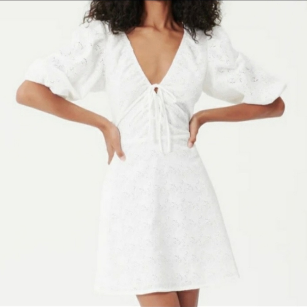 NICHOLAS Danni Bow-detailed Broderie Anglaise Cotton Mini Dress In White 10